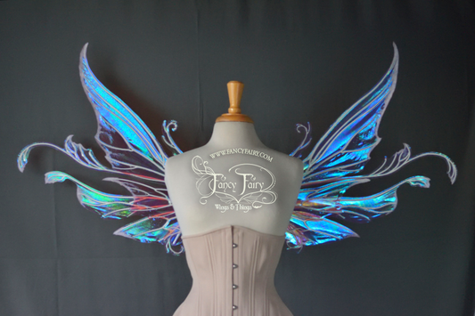 Serena / Vivienne "Snowblossom" Iridescent Fairy Wings in Berry with Pearl veins and Flocking