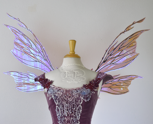 Thistle Iridescent Fairy Wings in Iridescent Berry with Black Veining