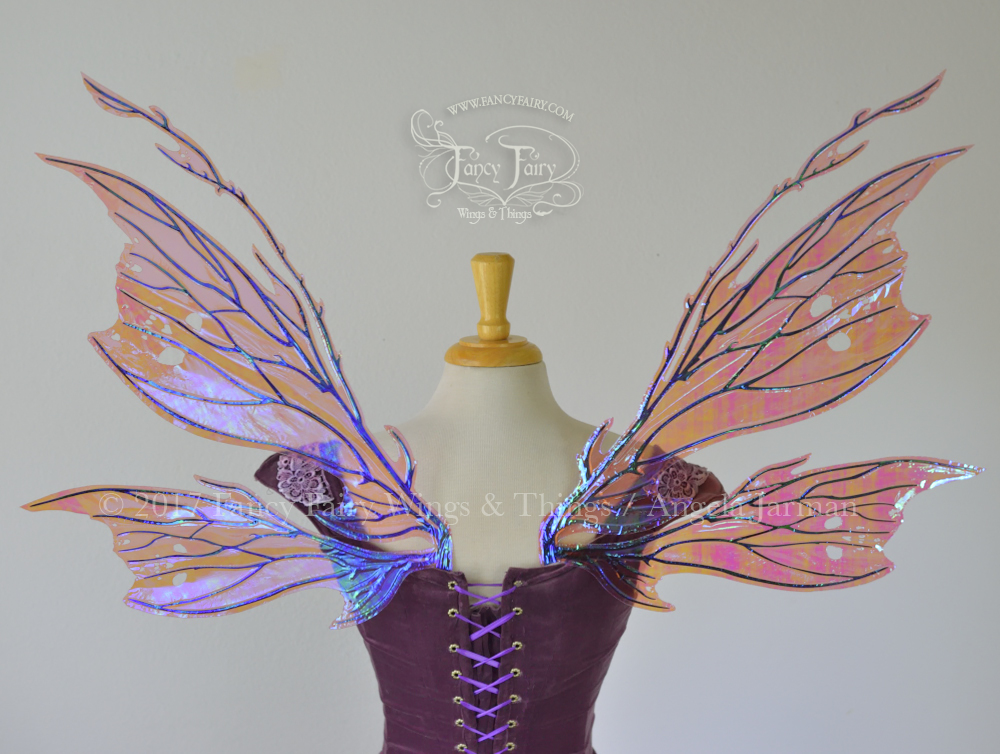 Thistle Iridescent Fairy Wings in Iridescent Berry with Black Veining