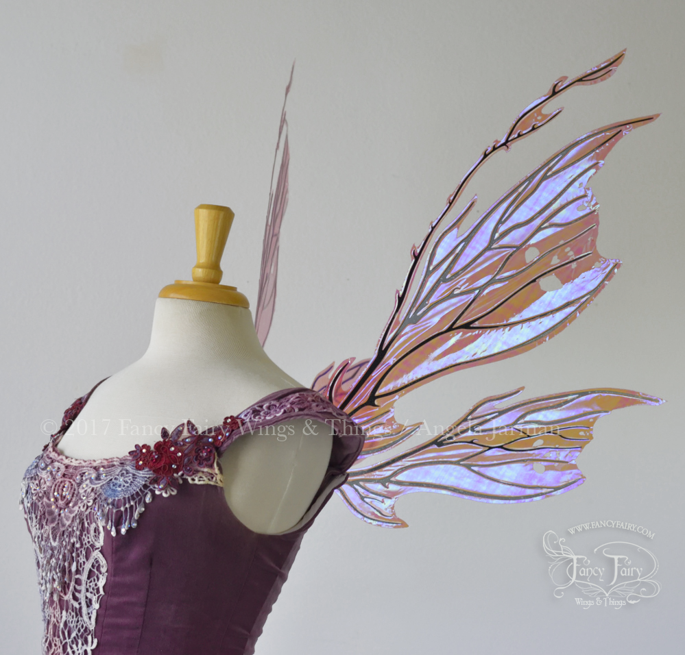 Thistle Iridescent Fairy Wings in Iridescent Berry with Black Veining