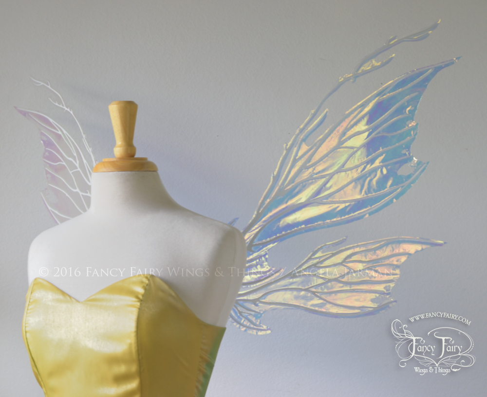 Thistle Iridescent Fairy Wings in Clear Diamond Fire and Pearl Veins