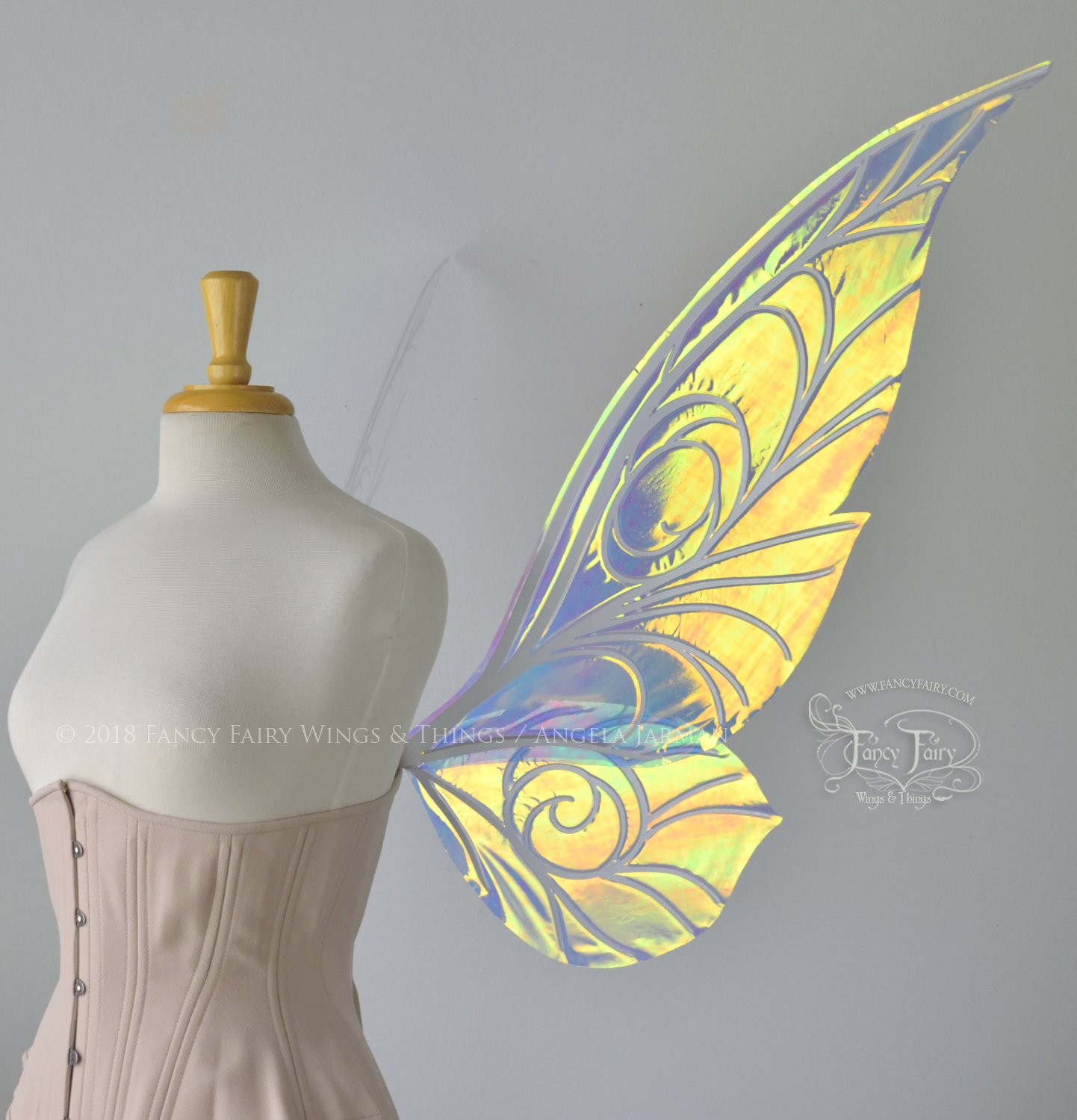 Trinket Extra Large Iridescent Convertible Fairy Wings in Clear Iridescent with Pearl Veins