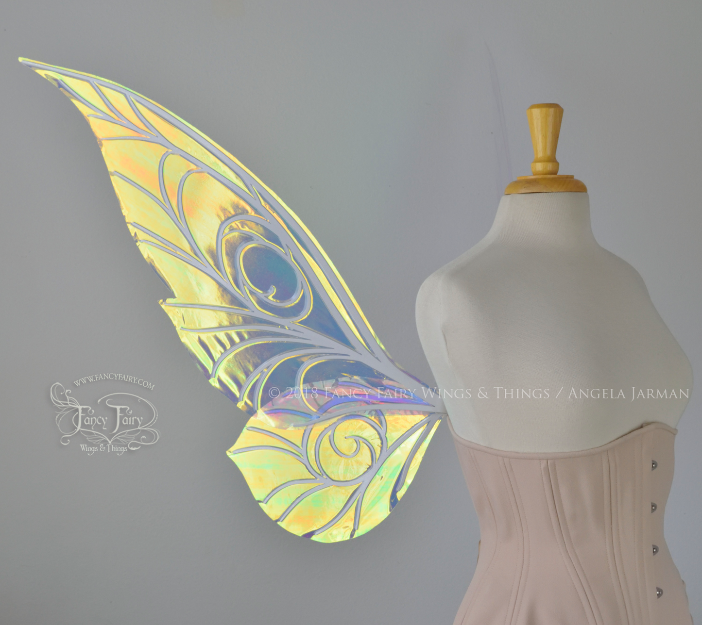 Trinket Extra Large Iridescent Convertible Fairy Wings in Clear Iridescent with Pearl Veins