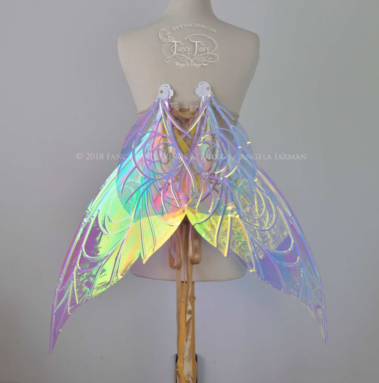 Trinket Extra Large Iridescent Convertible Fairy Wings in Clear Iridescent with Pearl Veins