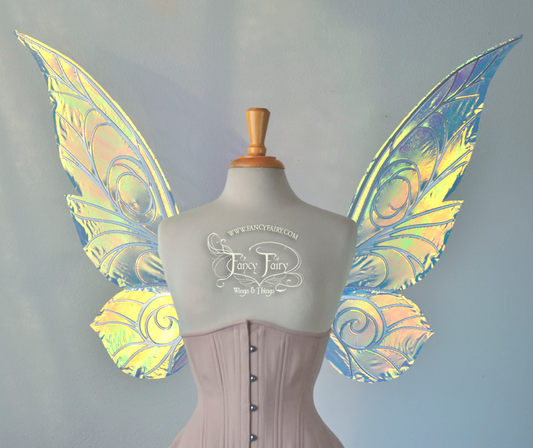 Ready to Ship Trinket 26 inch Iridescent Fairy Wings in Clear with silver veins