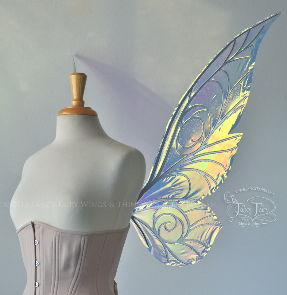 Ready to Ship Trinket 26 inch Iridescent Fairy Wings in Clear with silver veins