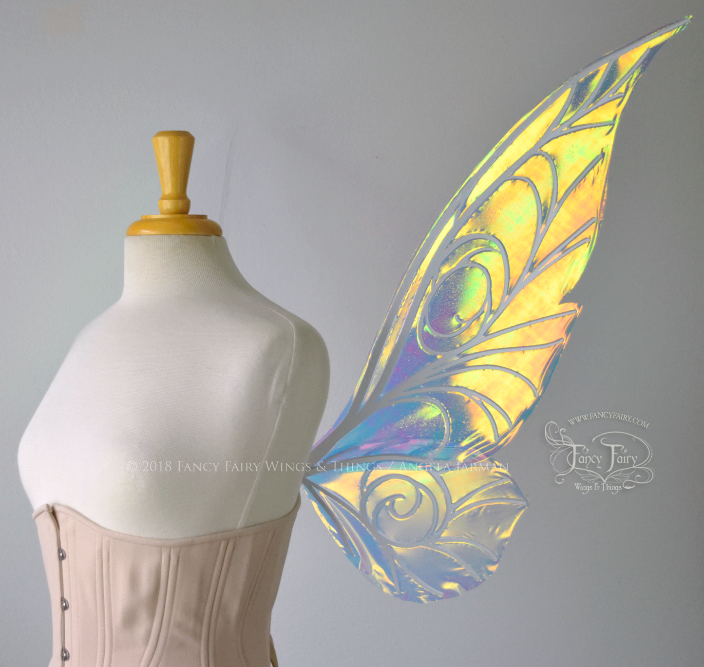 Trinket 26 inch Convertible Iridescent Fairy Wings in Clear Diamond Fire with Pearl veins