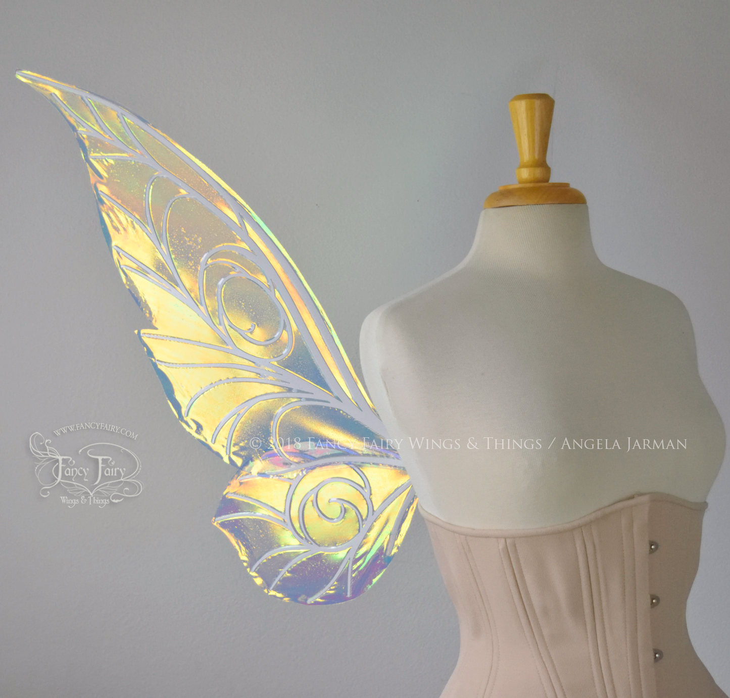 Trinket 26 inch Convertible Iridescent Fairy Wings in Clear Diamond Fire with Pearl veins