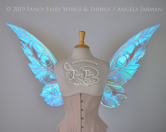 Trinket 26 inch Convertible Iridescent Fairy Wings in Clear Opal with Silver veins