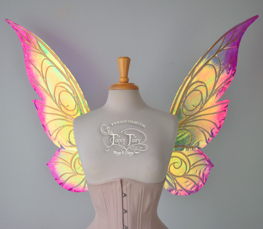 Trinket 26 inch Iridescent Fairy Wings in "Spring Blossom" with Gold veins