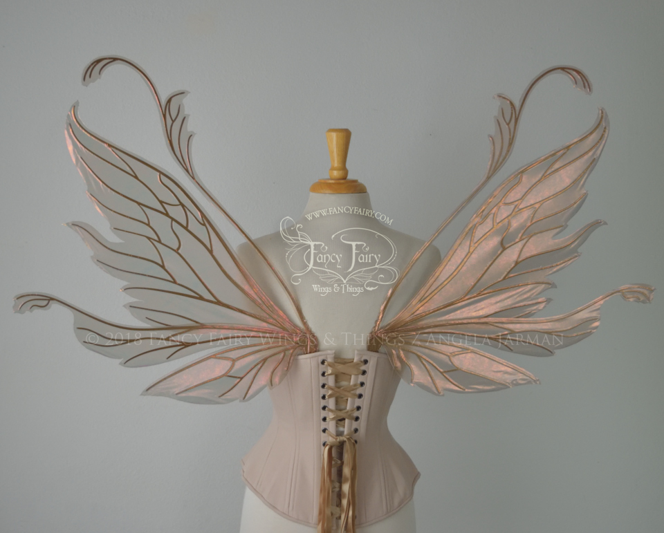 Vivienne Iridescent Fairy Wings in Antique Copper with Candy Gold Veining