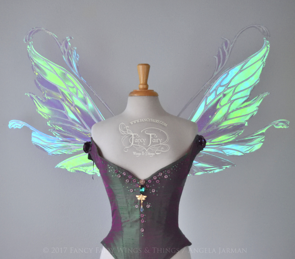 Vivienne Iridescent Fairy Wings in Aquamarine with Pearl Veining