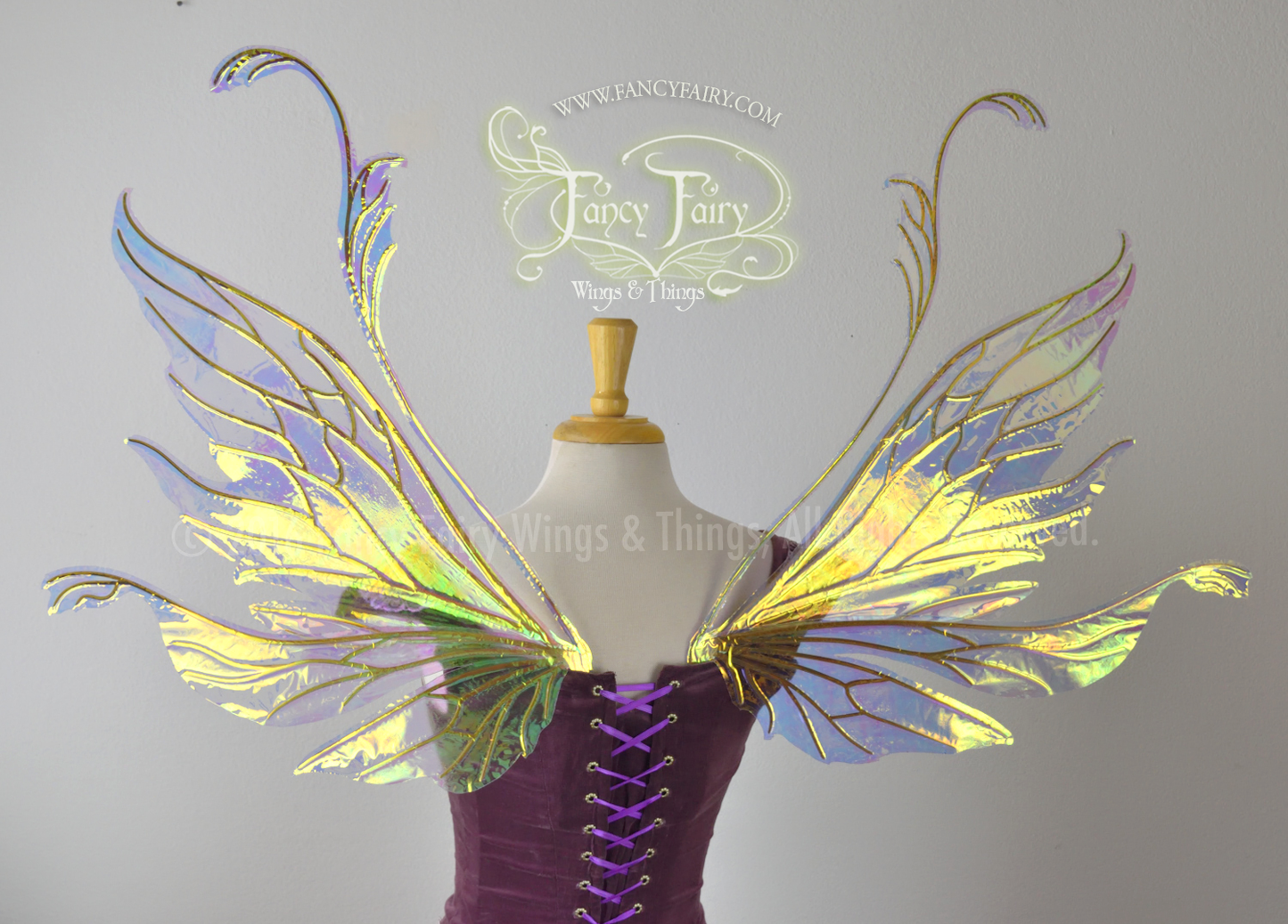 Vivienne Iridescent Fairy Wings in Clear with Gold veins