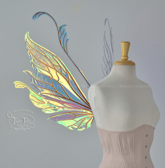 Vivienne Iridescent Fairy Wings in Clear Diamond Fire with Copper Veining
