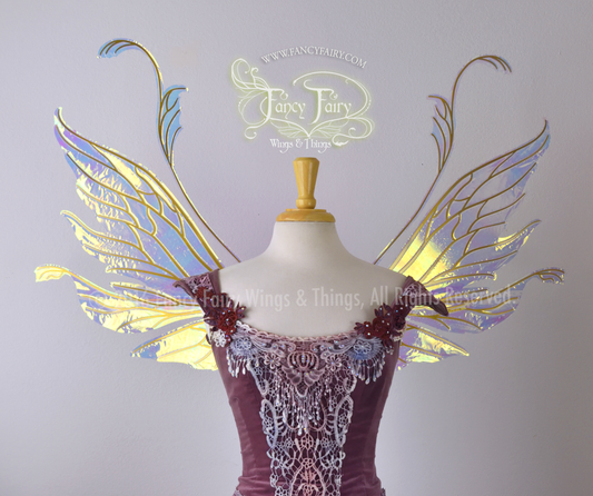 Vivienne Iridescent Fairy Wings in Clear with Gold veins