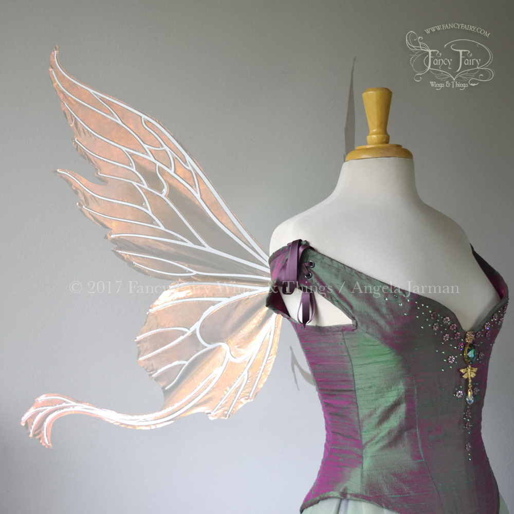 Vivienne / Guinevere Hybrid Iridescent Fairy Wings in Antique Copper with Pearl Veins