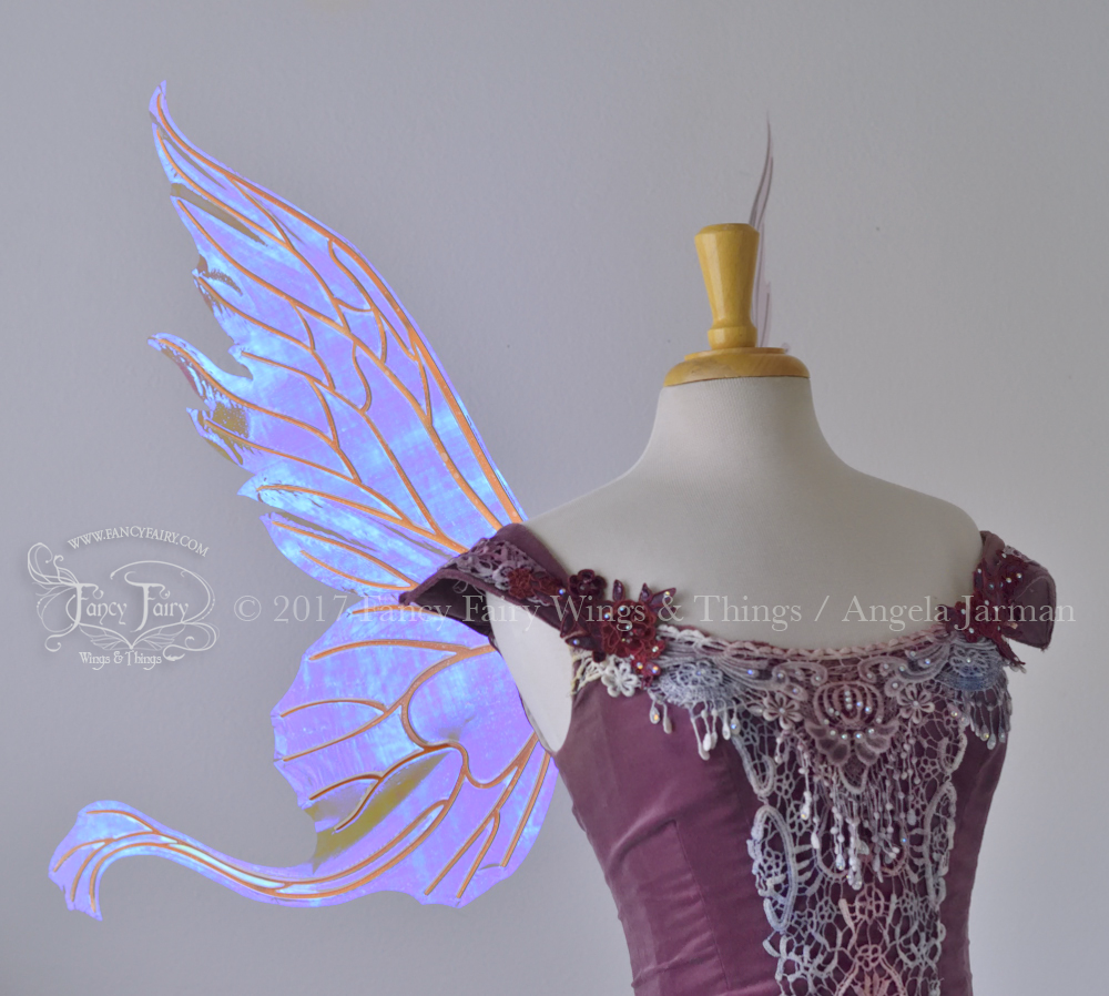 Vivienne / Guinevere Hybrid Iridescent Fairy Wings in Lilac with Copper Veins