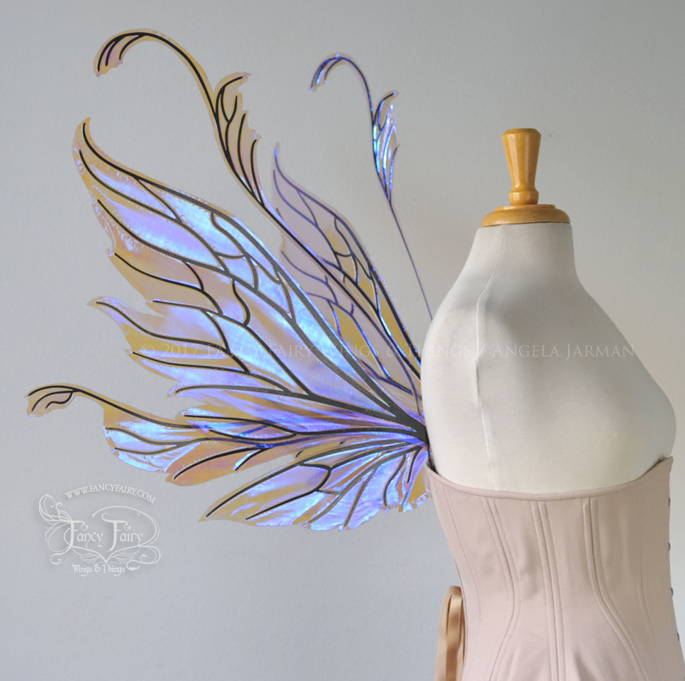 Vivienne Iridescent Fairy Wings in Lilac with Black Veining