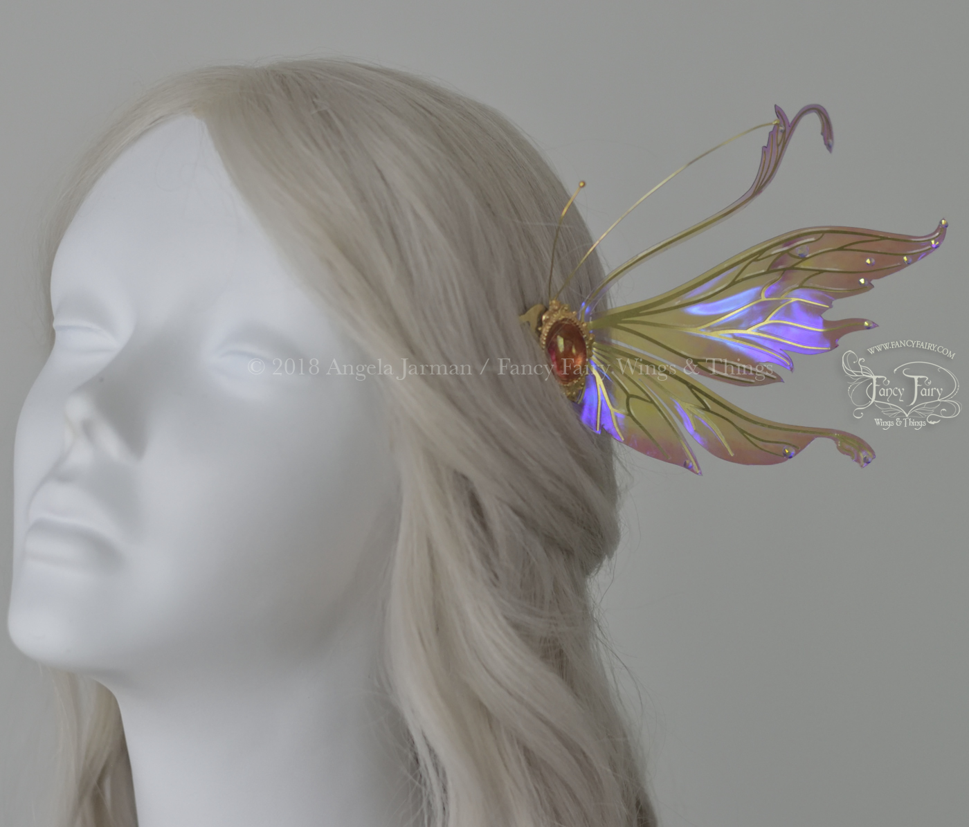 Vivienne 5 inch Lavender Rose Fairy Wing Hair Combs with Brass Veins