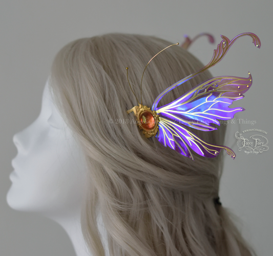 Vivienne 5 inch Lavender Rose Fairy Wing Hair Combs with Brass Veins