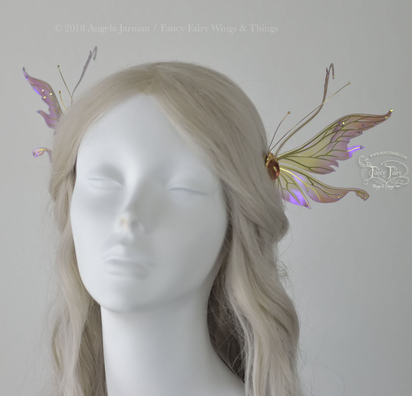 Vivienne 5 inch Lavender Rose Fairy Wing Hair Combs with Brass Veins