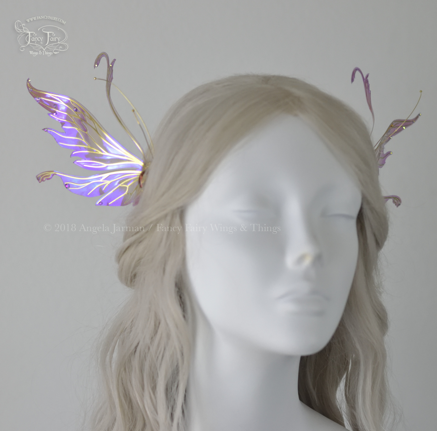 Vivienne 5 inch Lavender Rose Fairy Wing Hair Combs with Brass Veins