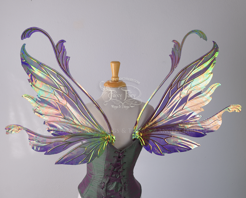 Vivienne "Sangria Sunset" Painted Iridescent Fairy Wings with Gold Veins