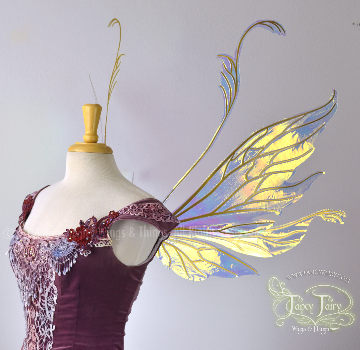 Vivienne Iridescent Fairy Wings in Clear with Gold veins