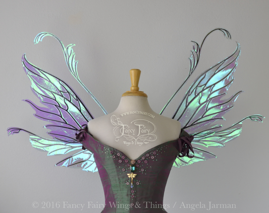 Vivienne Iridescent Fairy Wings in Blue with Black Veining