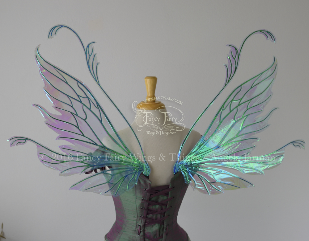 Vivienne Iridescent Fairy Wings in Blue with Black Veining