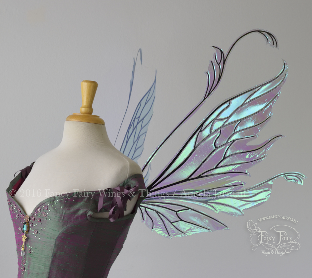 Vivienne Iridescent Fairy Wings in Blue with Black Veining