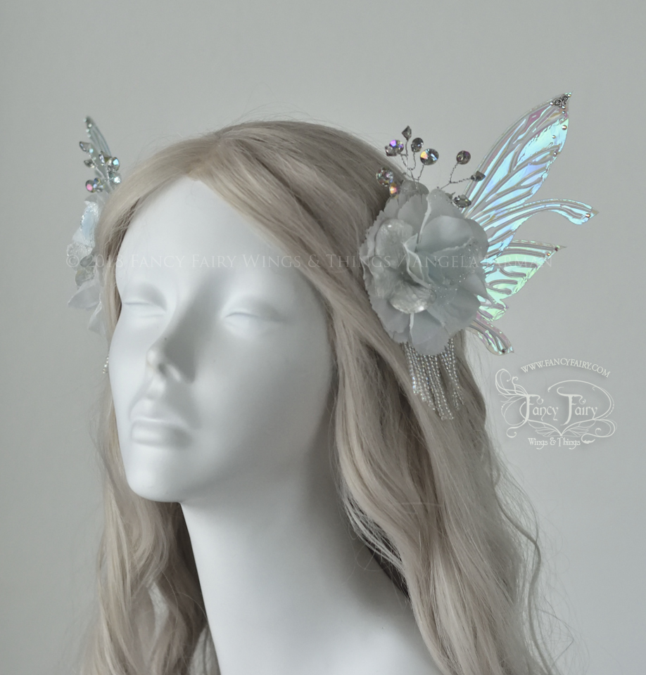 White & Blue Winter Fairy Hair Clips