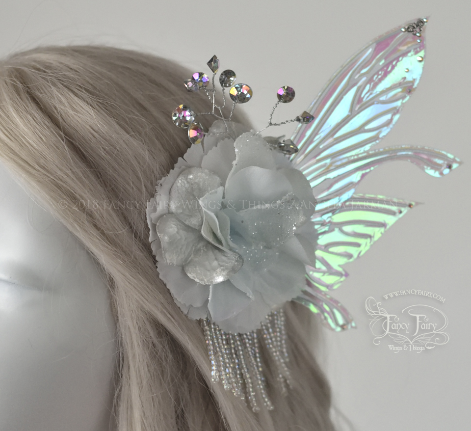 White & Blue Winter Fairy Hair Clips
