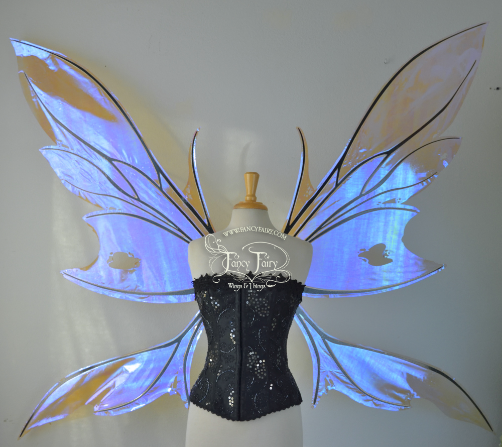 Extra Giant Kira Iridescent Fairy Wings in Lilac with Black Veins