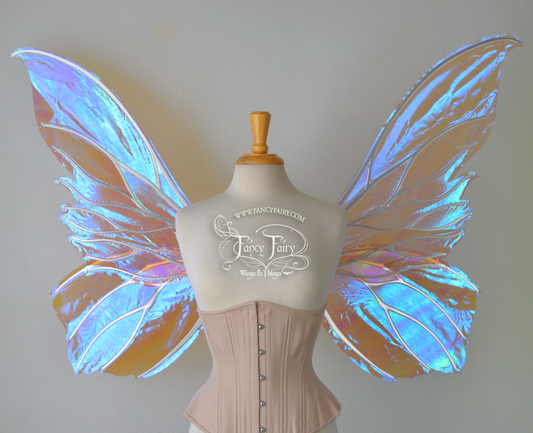 Extra Large Clarion Iridescent Fairy Wings in Lilac with Chrome Silver veins