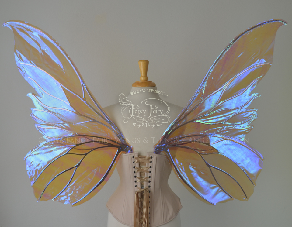 Extra Large Clarion Iridescent Fairy Wings in Lilac with Chrome Silver veins