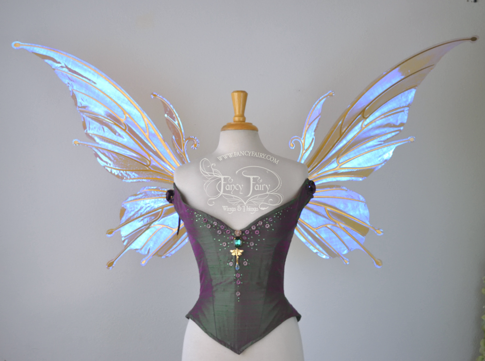 Extra Large / Giant Flora Iridescent Fairy Wings in Lilac with Gold Veins