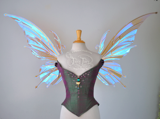 Extra Large / Giant Flora Iridescent Fairy Wings in Lilac with Gold Veins