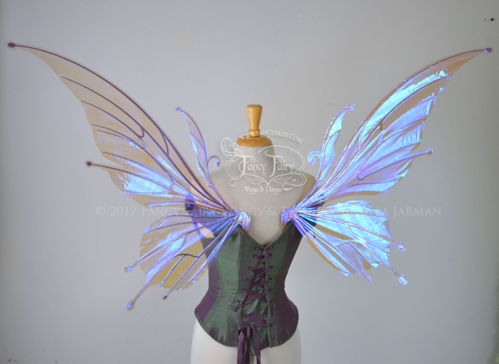 Extra Large / Giant Flora Iridescent Fairy Wings in Lilac with Gold Veins