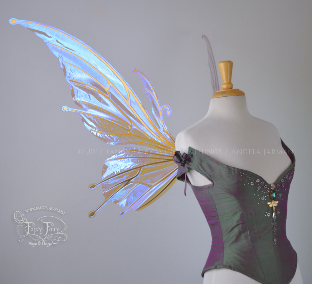 Extra Large / Giant Flora Iridescent Fairy Wings in Lilac with Gold Veins