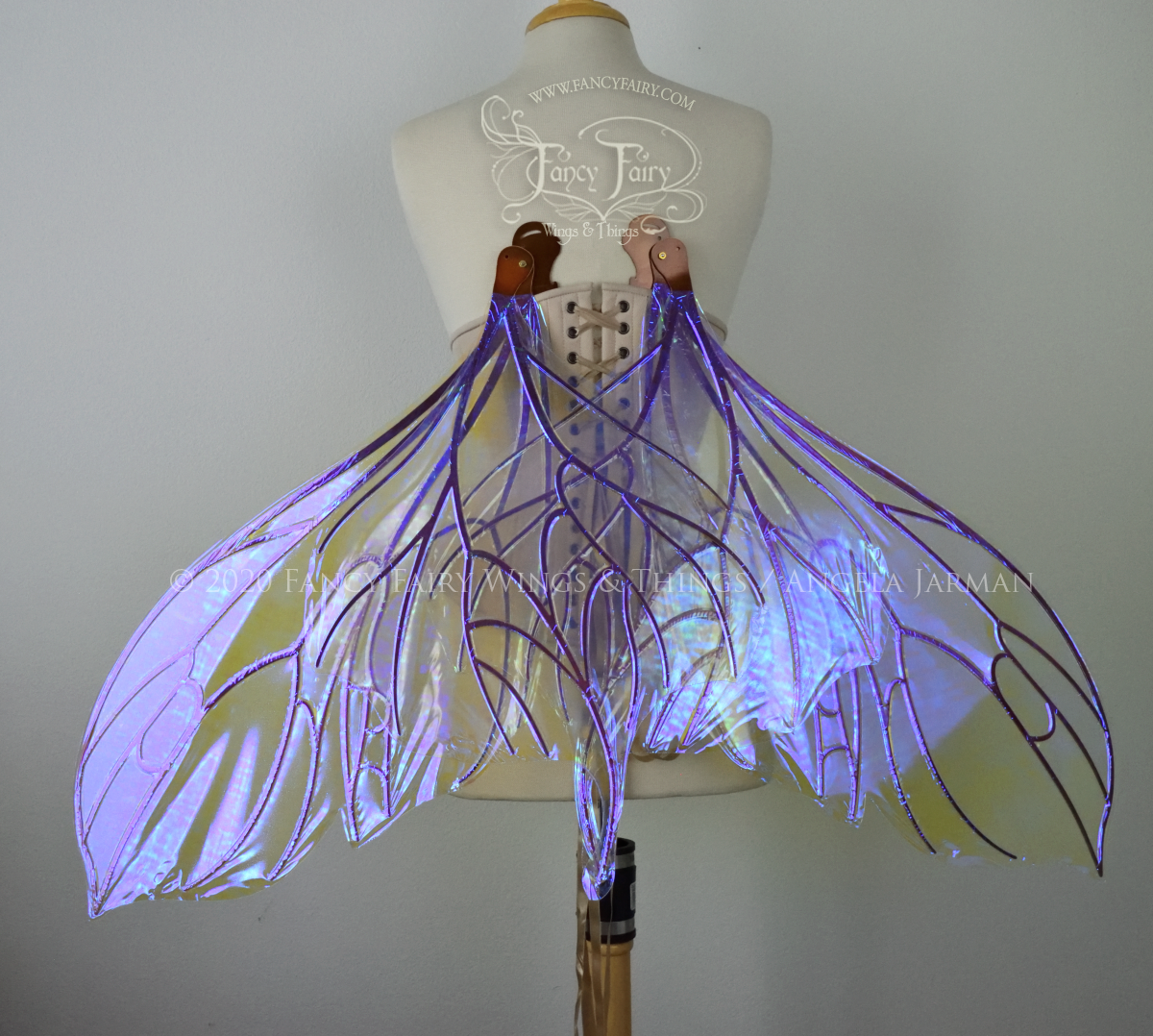 Extra Large Pansy Iridescent Convertible Fairy Wings in Ultraviolet with Copper veins