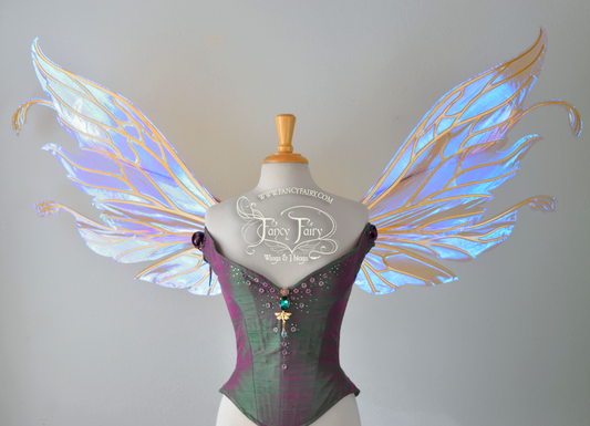 Extra Large / Giant Vivienne Iridescent Fairy Wings in Lilac with Gold Veins