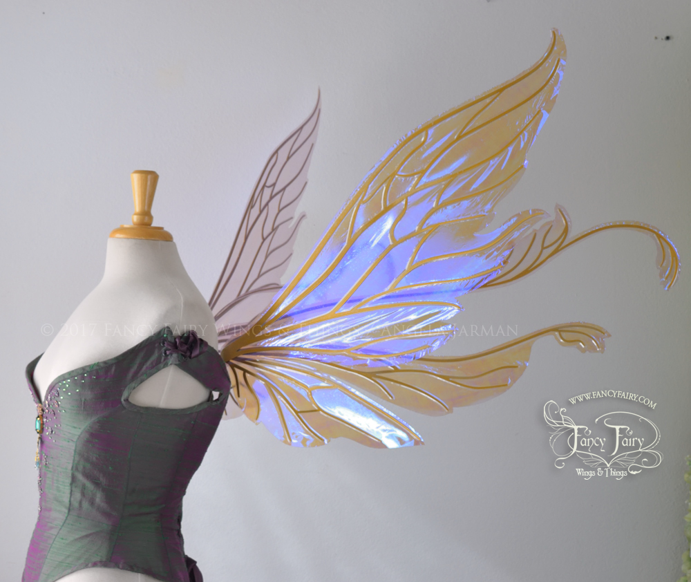 Extra Large / Giant Vivienne Iridescent Fairy Wings in Lilac with Gold Veins