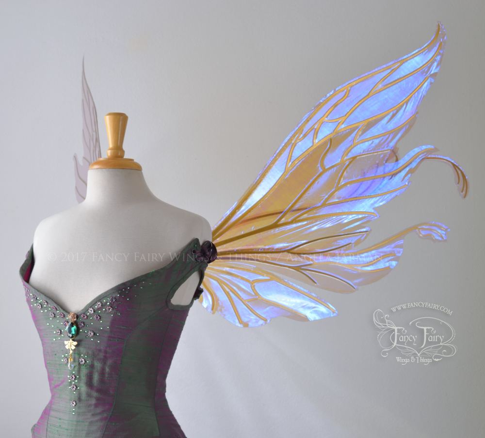 Extra Large / Giant Vivienne Iridescent Fairy Wings in Lilac with Gold Veins
