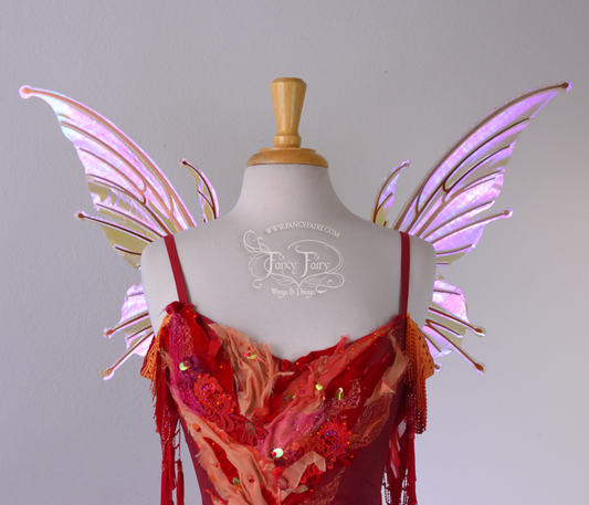 Small Flora Iridescent Fairy Wings in Violet Copper Fire with Copper Veins