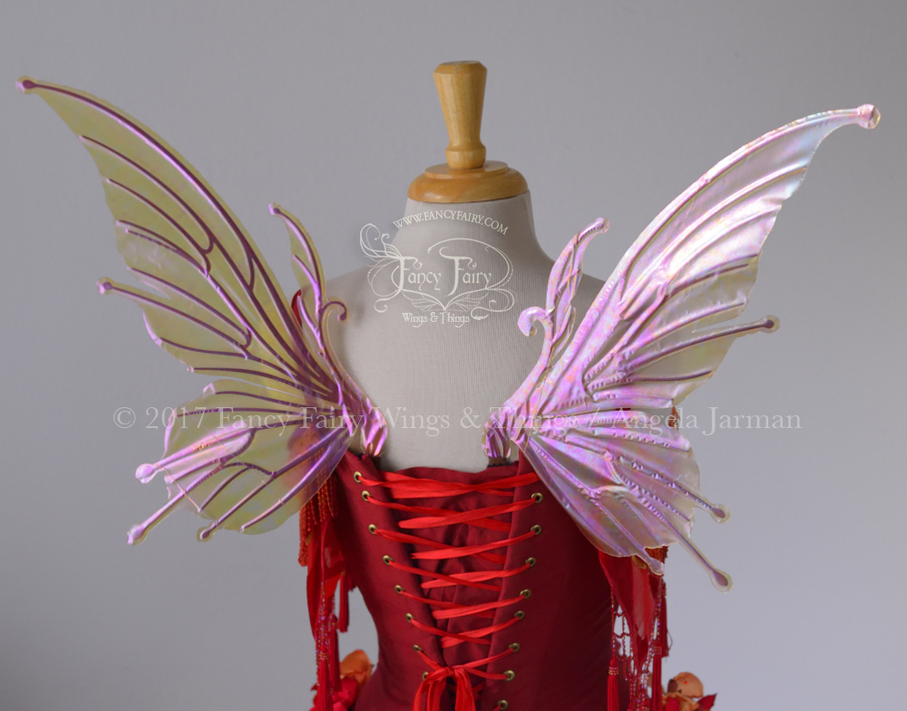 Small Flora Iridescent Fairy Wings in Violet Copper Fire with Copper Veins