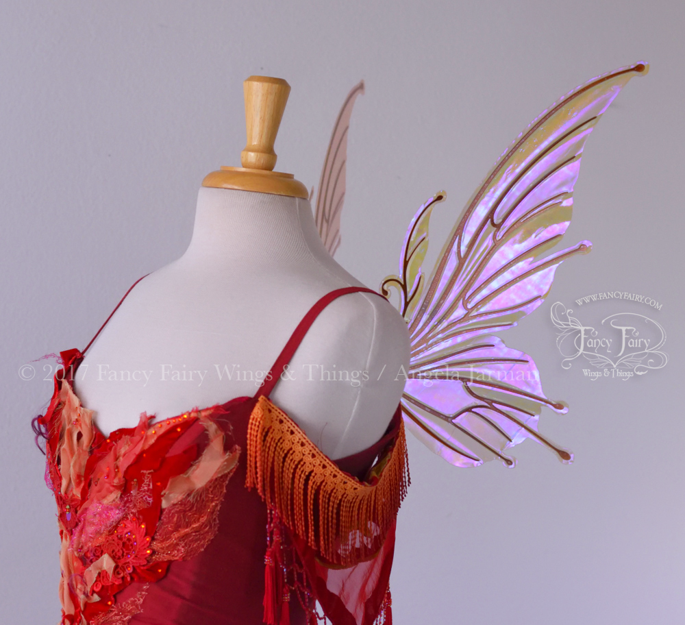 Small Flora Iridescent Fairy Wings in Violet Copper Fire with Copper Veins