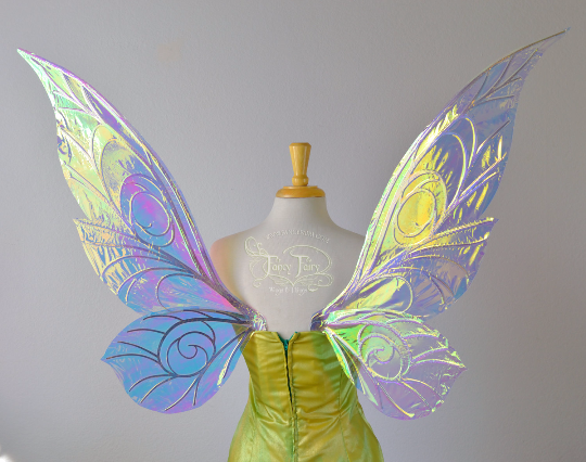 Made to Order Trinket Extra Large Iridescent Convertible Fairy Wings in Your Choice of Color with Pearl Veins